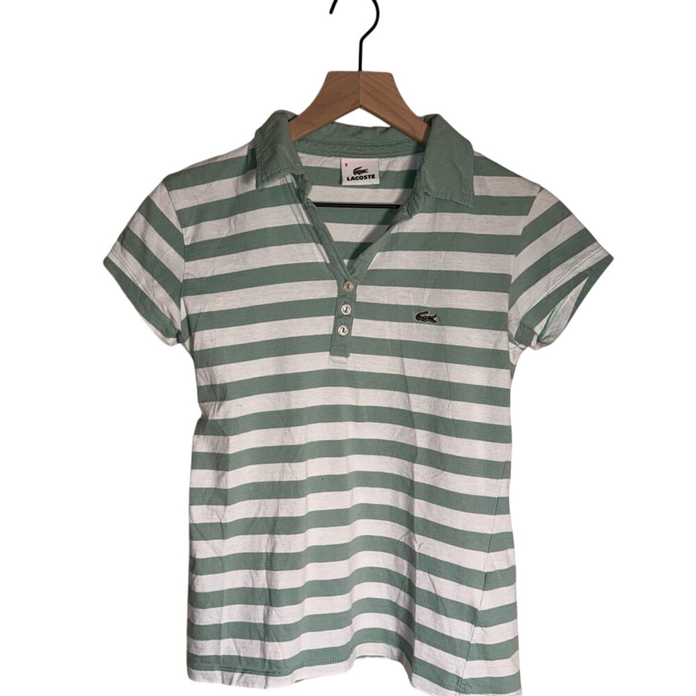 VINTAGE LACOSTE Y2K preppy striped lightweight cotton button polo 6